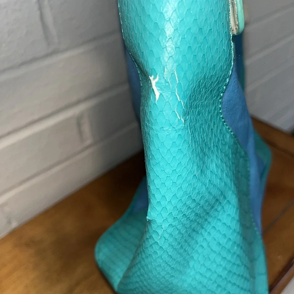 Vintage G By GUESS Blue & Teal Snakeskin G Logo Bag Purse‎ Handbag Y2K